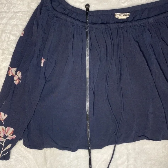 BILLABONG Light It Up Blue Floral Raglan Sleeves Crop Top Size Large - Picture 13 of 16